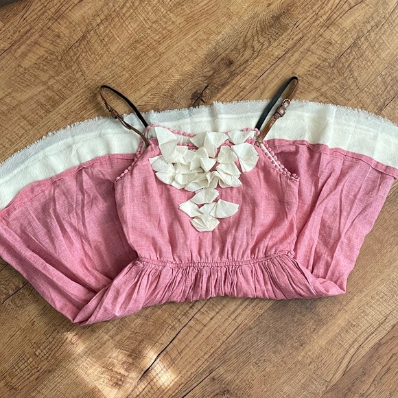 Ciel Pink Dress with leather straps and cream details - Picture 4 of 9